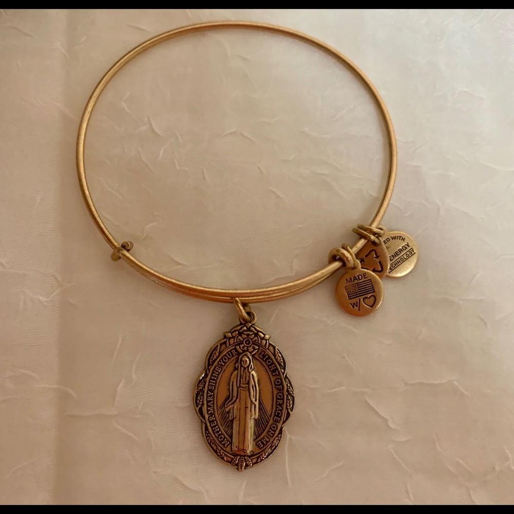 Alex and Ani Mother Mary Bangle in Rafaelian Gold.